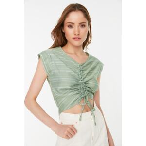 Trendyol Mint Pleated Crop Blouse