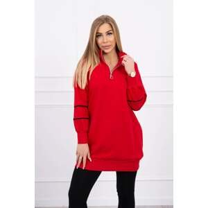 Sweatshirt with zipper and pockets red