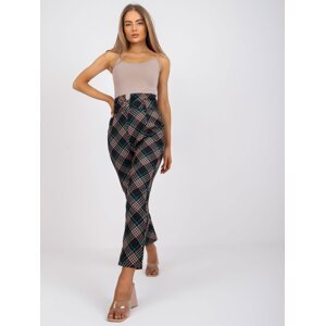 Black-green elegant trousers made of checkered material