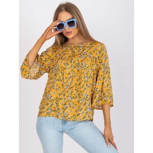 Yellow blouse with floral print ZULUNA