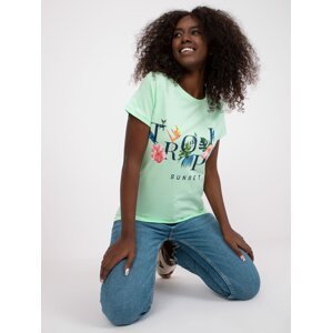 Light green women's T-shirt with summer print