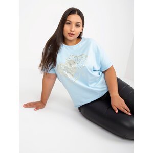 Light blue plus size t-shirt with printed design