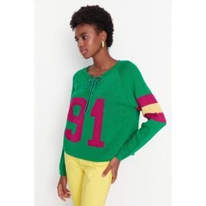 Trendyol zelený žakárový pletený sveter