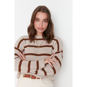Trendyol Stone Crop Basic pruhovaný pletený sveter