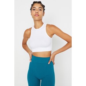 Trendyol White Seamless/Seamless Pile Sports Bra with Light Support/Shaping Sports Bra
