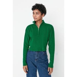 Trendyol Green Stand-Up Collar Zip Detailed Knitwear Sweater