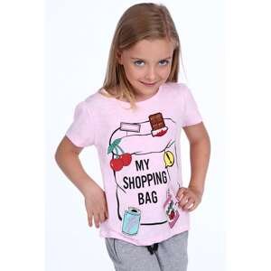 Girls' T-shirt with patches in light pink