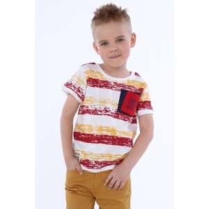 Boy's Striped T-shirt with Pocket / Burgundy
