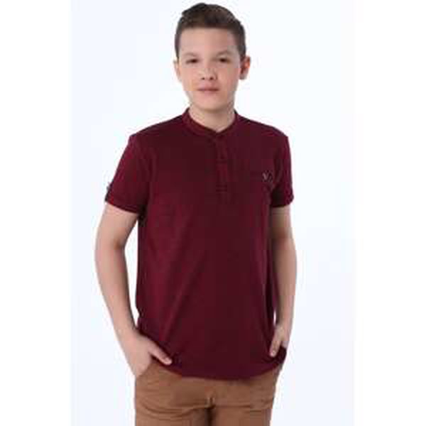 Boys' shirt with buttons, burgundy