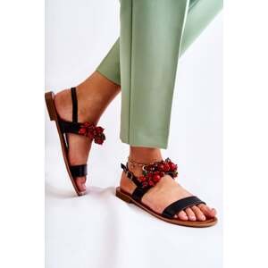 Fashionable sandals with beads Black Hally