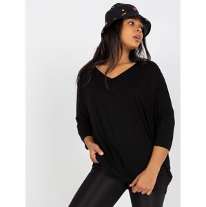 Black blouse for everyday wear with 3/4 sleeves