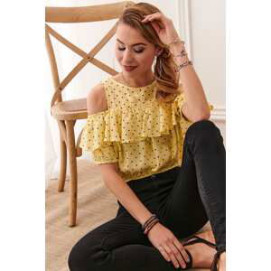 Lemon short polka dot blouse