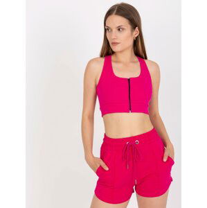 Fuchsia ribbed basic crop top with RUE PARIS closure