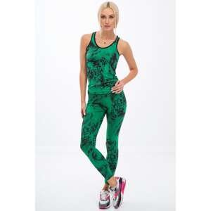 Green leggings with black patterns