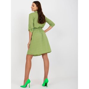Green patterned casual dress with 3/4 sleeves