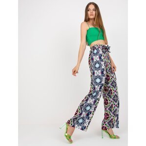 Black wide trousers made of patterned fabric