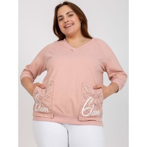 Dusty pink blouse plus size with patch and lettering