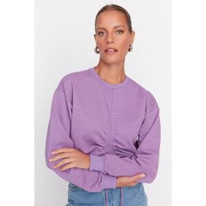 Trendyol Purple Crop Thick Knitted Sweatshirt