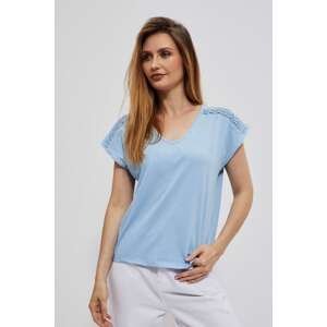 Blouse with openwork decoration - blue