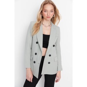 Trendyol Mint Weave Lined Double Breasted Closeup Blazer Jacket