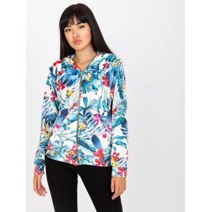 White and blue zippered sweatshirt with print RUE PARIS