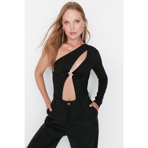 Trendyol Black Stone Accessory Detail Knitted Body