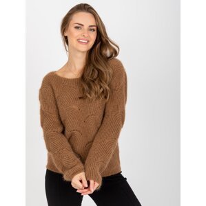 Brown fluffy classic sweater with wool OCH BELLA