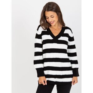 Black and white oversize sweater with wool RUE PARIS