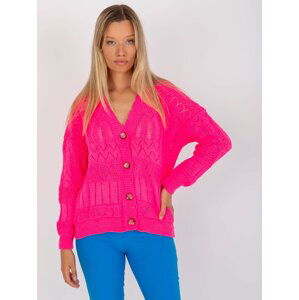 Fluo pink summer cardigan with openwork pattern RUE PARIS