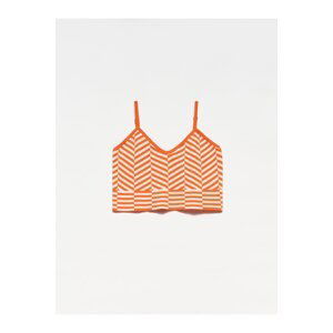 Dilvin 10184 Strappy Knitwear Undershirt Crop-orange