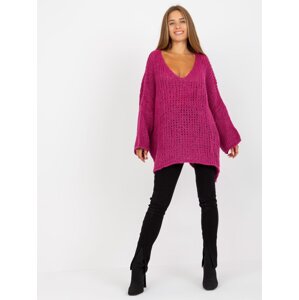 Oversized fuchsia sweater with the addition of OH BELLA wool