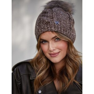 Winter cap with pompom, brown