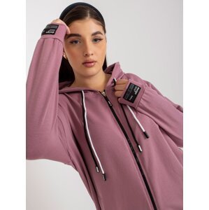 Dusty pink plus size zippered sweatshirt with print on the back