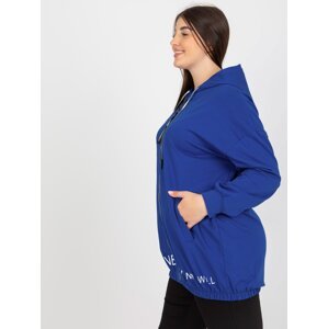 Size dark blue zippered hoodie with text