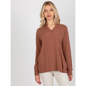 Brown women's blouse of loose cut from viscose SUBLEVEL
