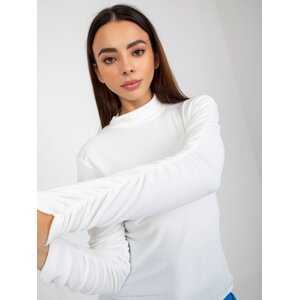 Ecru velour blouse one size with stand-up collar by RUE PARIS