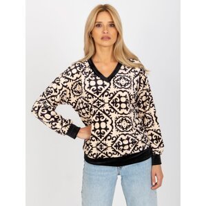 Beige and black patterned velour blouse from RUE PARIS
