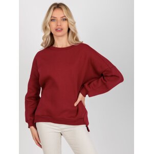 Basic loose sweatshirt burgundy color with round neckline