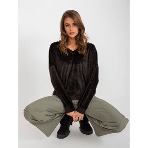 Black velour sweatshirt with neckline