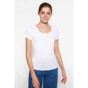 Trendyol White 100% Cotton Fitted Basic Crew Neck Knitted T-Shirt
