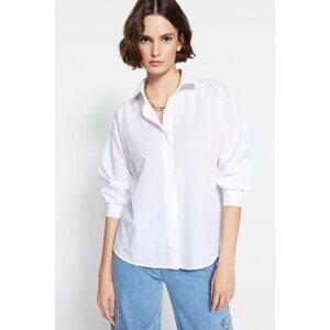 Trendyol Ecru Back Buttoned Oversize/Wide Fit Woven Shirt