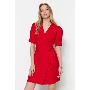 Trendyol červená kravata detailne tkané tkané šaty