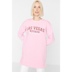 Trendyol Pink Slogan Printed Knitted Sweatshirt with Soft Pillows inside