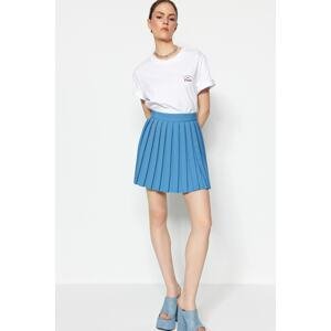 Trendyol Blue Mini Woven Pleated Skirt