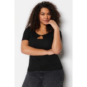 Trendyol Curve Black Slim Knitwear that wraps around the body, with a Cut Out Detailed Blouse