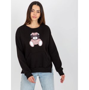 Women's sweatshirt with teddy bear - black