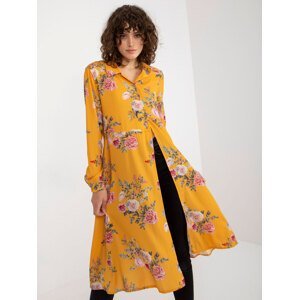 Lady's Long Shirt with Floral Pattern - Yellow