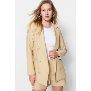 Trendyol Beige Woven Lined Double Breasted Blazer with Closure