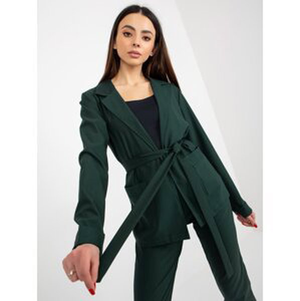 Dark green jacket with pockets and belt