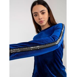 Cobalt blue velvet cocktail dress with shine